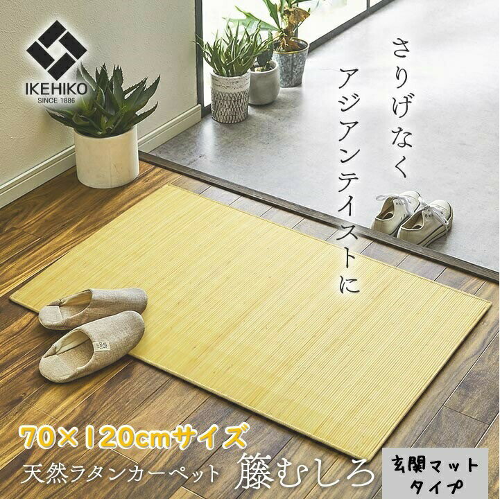 商品情報商品詳細サイズ約70×120cm組成【表地】籐100％（セガ）【裏地】ラバー原産国インドネシア製洗濯表示不可アジアンテイスト 籐 玄関マット 70×120cm サステナブル 天然ラタン 籐むしろ 強くて丈夫 汚れにくい 素朴 アジアンスタイル ひんやり 調湿機能 滑り止め 滑りにくい ハンドメイド 艶 美しい 経年変化 耐用性40年以上 ツヤ IK-JWA70120 サイズ：約70×120cm組成【表地】籐100％（セガ）【裏地】ラバー原産国：インドネシア製 1