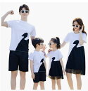 2025 新品 2色 親子ペアルック Tシャツ 親子 夏服 ワンピース コーデ 夏 親子半袖 T-shirt ズボンセット 家族 お揃い ママ パパ 男の子 女...
