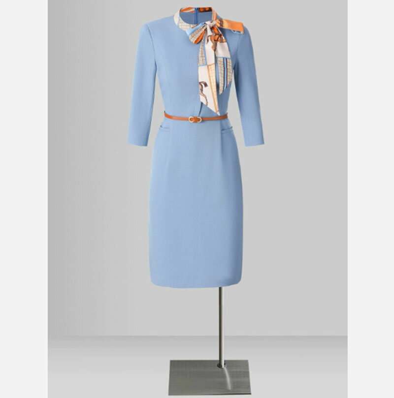 2025新型2色エステ ユニフォーム サロン通勤 美容師作業服 レディース女性 制服七分袖 ワンピース 足湯養生館 SPAハイエンド ファッション技師服 ネイル 美容 サロン 制服ネイビー ブルーS M L XL 2XL 3XL