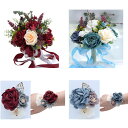 2025新品 2色ウエディングブーケ 花束 花飾り 結婚式 バラ造花 ウェディング用 アレンジメント 花嫁 披露宴 手作り キット ブライダルブーケ