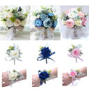 2025新品 ウエディングブーケ 花束 花飾り 結婚式 バラ造花 ウェディング用 アレンジメント 花嫁 披露宴 手作り キット ブライダルブーケホワイト ブルー...