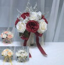 2025新品 ウエディングブーケ 花束 花飾り 結婚式 バラ造花 ウェディング用 アレンジメント 花嫁 披露宴 手作り キット ブライダルブーケホワイト ピンク...