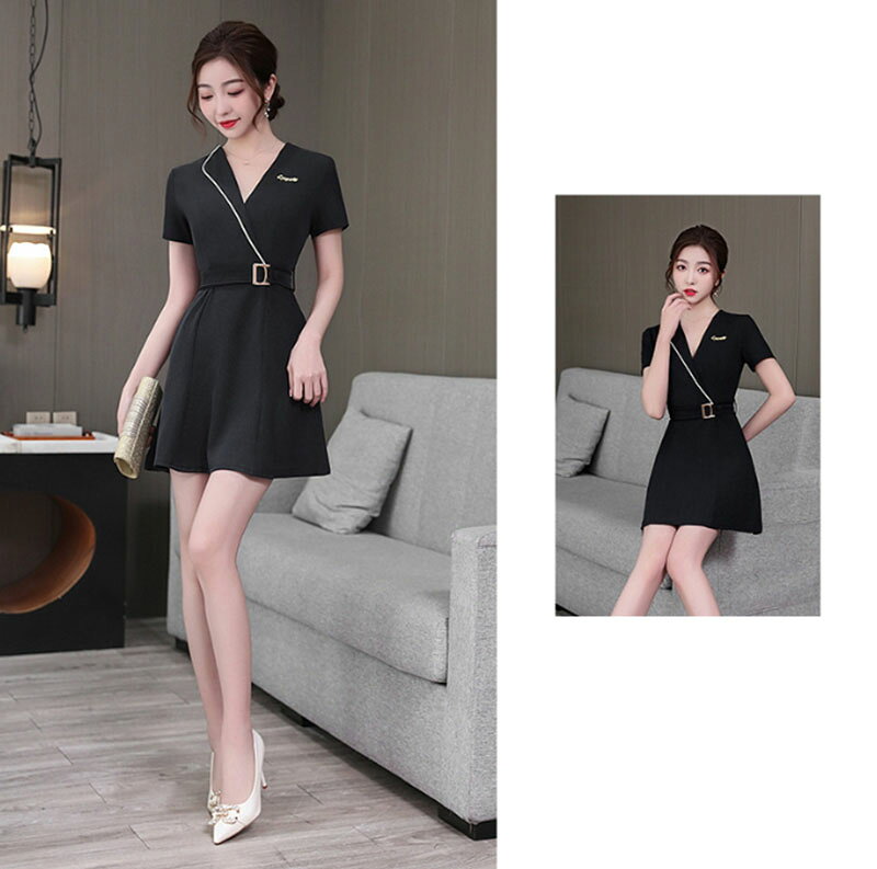 2025 新品 3色 ユニフォーム エステ サロン通勤 レディース 女性 制服おしゃれ 短袖 ワンピース技師服 事務服 通勤服 エステ ネイル 美容 サロン 歯科衛生士 医療系 制服ネイビー グレー ブラックS M L XL 2XL 3XL