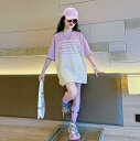 2025 新作 キッズ 子供服 Tシャツ 女の子 夏 カジュアル トップス 綿 グラデーション キッズTシャツ女の子 丸首 ロゴ入りTシャツ 可愛いtシャツ 半...