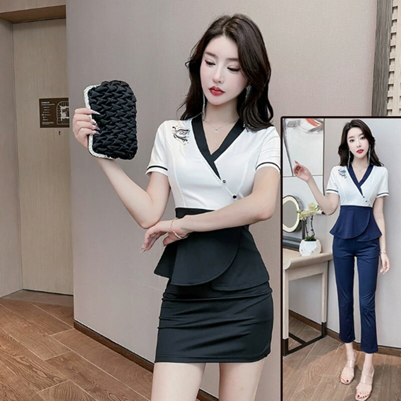 2025新型エステ ユニフォーム サロン通勤 美容師作業服レディース女性 制服 半袖 上下セット足湯養生館 作業服ホテルSPAハイエンド ファッション技師服 ネイル 美容 サロン 制服