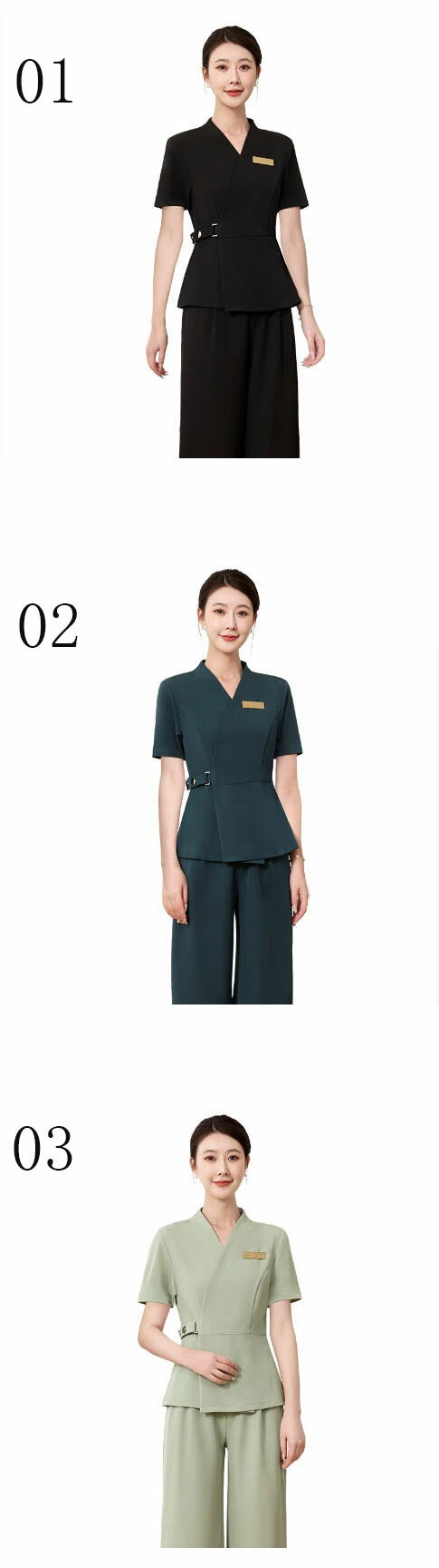 2025新型 3色 エステ ユニフォーム サロン通勤 美容師作業服 レディース女性 制服 おしゃれ 半袖 上下セット足湯養生館 SPAハイエンド ファッション技師服 ネイル 美容サロンS M L XL 2XL 3XL 4XL