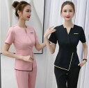 2025 新品 3色ユニフォーム エステ サロン通勤レディース 女性上着スカート 制服おしゃれ 半袖 上着ズボン上下セット技師服 事務服 通勤服 エステ ネイル...