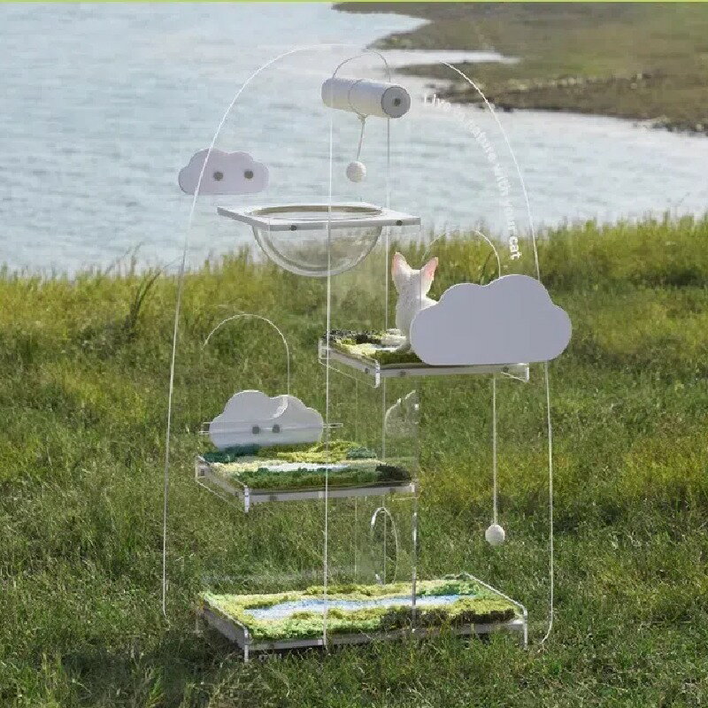 【山間の雲デザイン】多機能キャットタワー 猫ベッド＆遊び場一体型 省スペース 天然木製ジャンプ台 ハンモック付き 猫用おもちゃセット