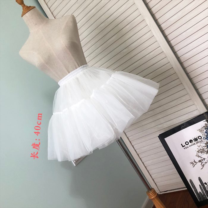 ロリータ パニエ 骨なし ボリューム ミニスカート レディース 丈40cm ホワイト か...