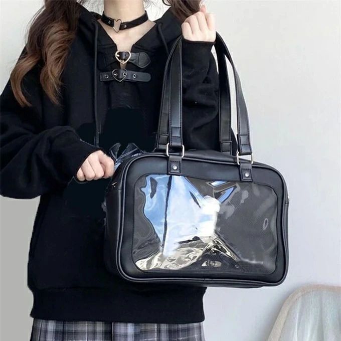 商品情報商品説明スタイル: プレッピー, ユニセックスカラー: Blackストラップの種類: ダブルハンドルバッグサイズ: Sクロージャータイプ: ジッパーパターンタイプ: プレーンタイプ: ショルダートートバッグ素材: PUレザーコーティング: 100% ポリウレタンコンポジション: 100% ポリウレタンクリア パネル ショルダートートバッグ クリア パネル ショルダートートバッグ 5