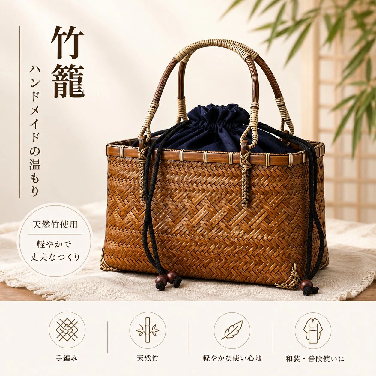 日本製】竹細工リュック アンティーク 希少！！工芸品 竹手提げかご
