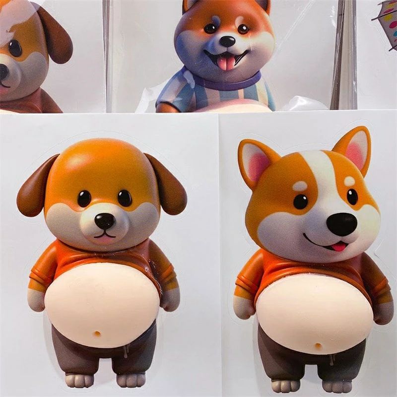 デブ 犬 ぷにぷに シール3Dお腹 マシュマロ触感 柴田犬おなかボンボン 3D柔らかいお腹 かわいい マシュマロ ふわふわ もちもち もっちり createbiken-10020888 createbiken サンプル画像2