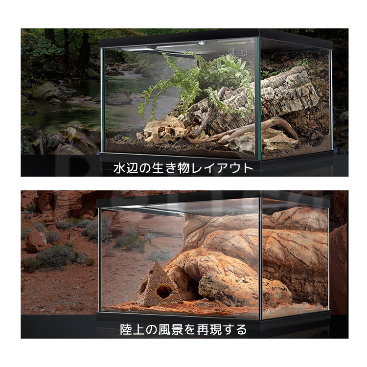 テラリウム 爬虫類 飼育 ケージ 両生類 カメ カニ グラステラリウム 脱走防止 フタ...