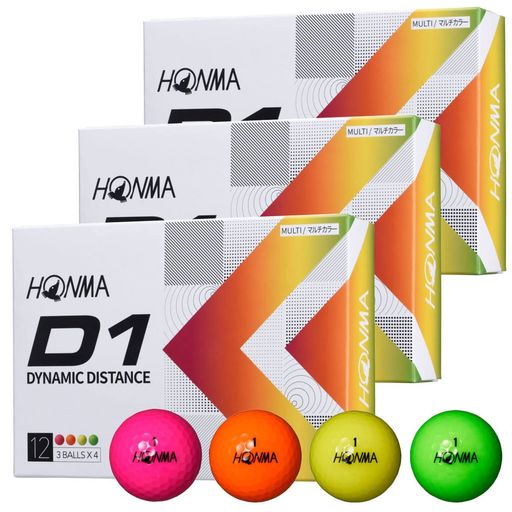 Golf - 【3ダースセット】ホンマゴルフボールD1D-1BT2201まとめ買い2ピースソフトアイオノマー飛び系飛距離ディスタンスゴルフボール3ダース36球コスパ本間ゴルフ本間HONM/BT2201/マルチカラー