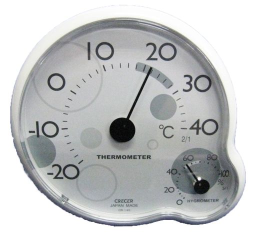 メーカー型番:CR140W サイズ:幅11.5x奥行6(スタンド時)x高さ11cm 本体重量:0.15kg 素材・材質:プラスチック樹脂 原産国:日本国 セット内容・付属品:本体・スタンド(脚) 温度計精度保障範囲:-10~40°C 精度=+-2°C以内 湿度計精度保障範囲:35~85% 精度=+-5%以内