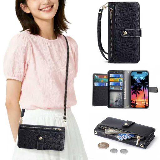 乐天商城 - GadGix向けのiPhone17e/iPhone16eケース手帳型ショルダー適用いPhone17eスマホケース携帯カバーアイフォン16eケース肩掛けおしゃれファスナー型小銭入れあいふおん17eカバー手帳型