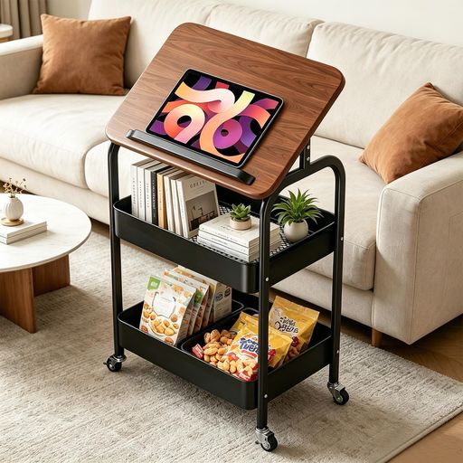 【製品仕様】 ベッドサイドテーブル上部には MDF 木目調ボードを採用し、サイズは長さ 42cm・幅 30cm です。組立完了時の高さはキャスター込みで 75cm に達し、3 段構造を採用しています。下段 2 層にはスチール製バスケットが付属し、バスケット内寸は長さ 38cm・幅 27cm で、様々な小物や生活用品を収納可能です 【移動可能で頑丈】 サイドテーブルは高品質な炭素鋼をフレーム素材として使用し、優れた耐荷重性を有しています。各部の接続部分は嵌め込み式構造に加え、ネジで補強固定することで、本体全体をより堅固に仕上げています。天板連結部には L 型パイプを採用し、天板の設置安定性を高めています。本製品の一段あたりの耐荷重は 20kg です 【組立簡単】 ベッドサイドは組み立てが容易で、一人でもスムーズに作業を完了できます。専用の小型レンチや必要な工具が付属しているため、別途道具を用意する必要がありません。