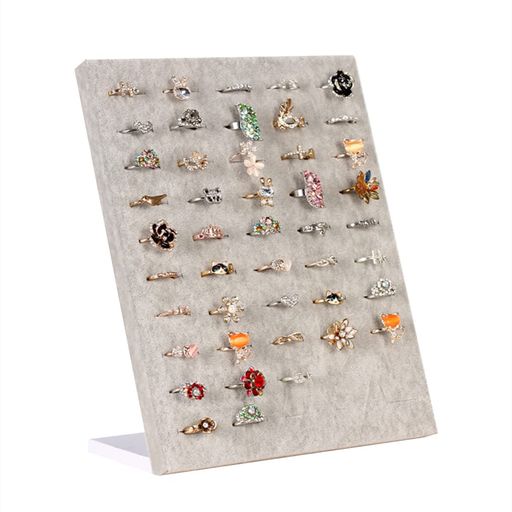 siawadeky指輪スタンドL型ピアスアクセサリースタンドディスプレイベロア調ジュエリートレイジュエリーケース指輪ケースピアス整理小物入れディスプレイリング50個収納可能