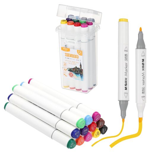 PATIKILM&G12色アルコール両端マーカー12本大容量ペイントペン簡単着色ペイントペンセット絵画初心者DIYクラフトアート絵画キャンバス(3.0)