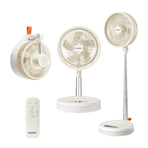 COMFEE’扇風機DCモーター折り畳み8000mAh電池USB充電式コードレス静音左右自動首振り上下角度調節サーキュレーター兼用風量4段階調節1~..