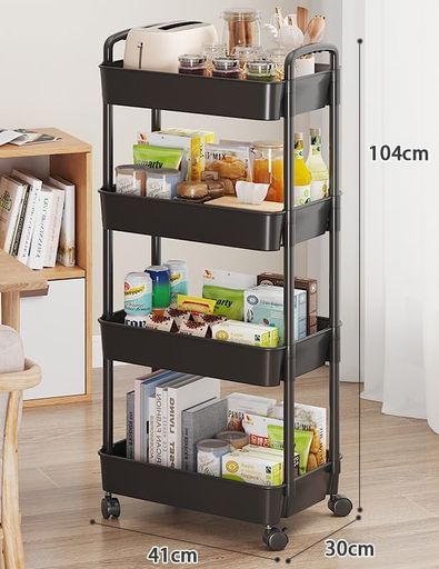 【高品質の素材】この収納 ワゴンは高品質のABS素材でできており、強くてしっかりした構造、優れた安定性、変形しにくい、防水・防錆、長期使用をサポートする耐久性。一般的なキッチンワゴンより軽量なので、簡単に持ち運びできます、子供用にもご安心です、学用品、おもちゃをらくらくに収納できます。 【ワゴン キャスター付き】カートの底には4つのキャスターが付いています360°自由に回転し、楽に移動できます。十分な静音だけでなく、安定性も抜群、平らでない表面でもぐらぐら揺れませんので安心的に移動できます。たくさんのアイテムを持ち歩いても、簡単に移動でき、便利で実用的で、労力を節約できます。 【実用的なデザイン】デスクワゴンの各収納バスケットの底には通気孔があります、通気性が良い、お掃除が簡単で、湿気が多い場所でも安心。各収納カゴの高さは7cmで、物がこぼれにくく、ペットボトルの収納にも便利。カートの両側にハンドルがあり、移動したり押したりするのに非常に便利です。 【多機能 収納ワゴン】複数のシーンで活躍、収納ワゴンをキッチンに置いて、食器、調味料、野菜を収納します。リビングルームに置いて、スナック、果物、雑物を収めます。