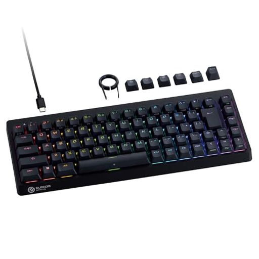 Rakuten - エレコムラピッドトリガーゲーミングキーボードVcustomVK600A有線着脱式磁気式アナログ検知スイッチ搭載テンキーレス65%サイズブラックTK-VK600ABK