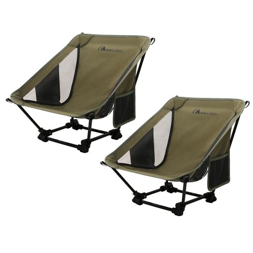 MOONLENCEアウトドアチェアローチェアキャンプ椅子グランドチェア軽量折りたたみコンパクトハイキングお釣り焚き火登山耐荷重150kg(グリーン2個セット)