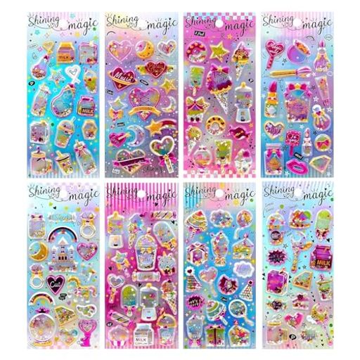 Evbywsグリッターシャカシャカシール8種類可愛いステッカーぷくふくシールスパンコール付き手帳ノート..