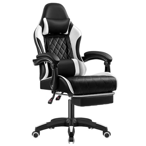 VICTONEゲーミングチェア連動式アームレストオットマン付きゲーム用チェアPCチェアリクライニングチェアオフィスチェア改良座面座り心地よいイス椅子テレワーク疲れない(ホワイトオッ…