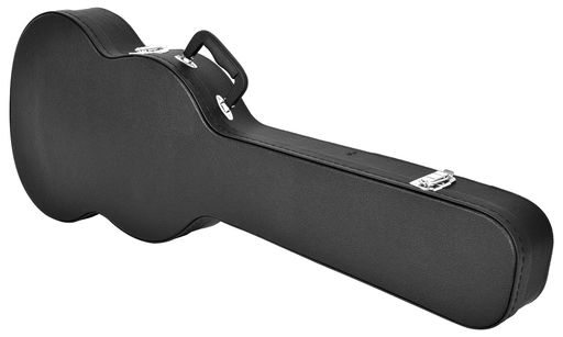 SGタイプ用ハードケース ブラックレザー、ミシン縫い、アーチドトップ、クローム金具使用