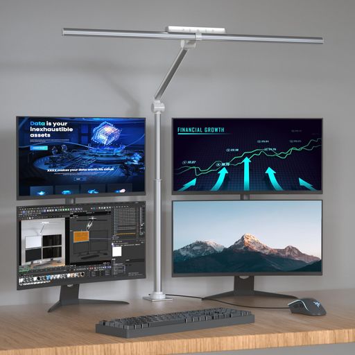【広いデスクをくまなく照らす高輝度デスクライト】セード幅800mm、アーム長600mm+300mmの設計で、中心直下照度は1800 Lx。デスクの隅々まで均一で明るい光を届けます。左右回転・上下移動が自在で、最大高さ90cmまで調整可能。マルチモニター環境はもちろん、精密な絵や図面の作成、勉強、仕事、手作業など、あらゆるシーンで活躍します。 【調光調色・ダブル光源】ライトヘッドのタッチスイッチで直感的に操作。10%〜100%の無段階調光と2700K~6000Kの無段階調色に対応し、5種類の色温度をワンタッチで切替。読書からリラックスまで、シーンに合わせた光をすぐに実現できます。両側点灯と片側点灯を切り替え可能。必要な明るさを無駄なく使えます。 【高演色Ra98で目にやさしい照明】太陽光に近い光で、肌色や料理の色まで本物のように美しく再現。182個の高演色LEDビーズが多重影を抑え、快適な手元環境を作ります。まぶしさガード設計で直接光をカット。お子様の学習から大人の読書まで、長時間でも目が疲れにくく、あらゆるシーンに最適です。