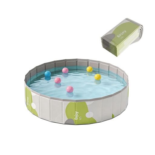 YYYU1A 空気入れ不要 犬用プール 折りたたみ 円形 ボールプール ペット水遊び/シャワー 暑さ対策 収納便利 室内/アウトドア/庭/ベランダ ペット用 (ライトグリーン, 120*30cm)
