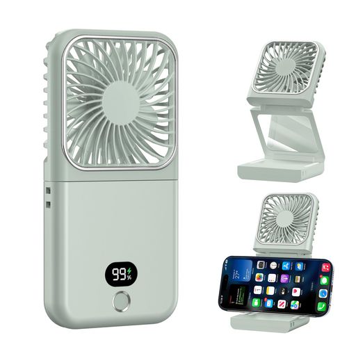 ViSSKOハンディファン手鏡扇風機-ハンディ5段階風量2025革新・液晶表示&15時間連続可能携帯扇風機Type-..