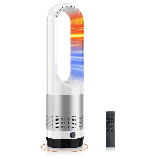 【2025冬モデル】セラミックヒーター冷暖兼用羽根なしヒーター暖房器具省エネ電気3段階温風+8段階送風100°首振り9Hタイマー静音DCモー..