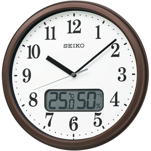 Watches - 【メーカー延長保証2年対象】セイコークロック(SeikoClock)掛け時計電波アナログ温度湿度表示04:茶メタリック02:直径31cmKX244B