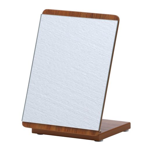 不二貿易姿見卓上ミラー幅16cm木調ブラウン折りたたみロセット14430