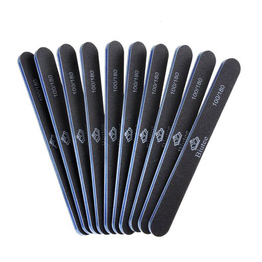 Biuteeグリット爪ヤスリ爪磨き10本セット100180グリット両面タイプ爪やすりネイルファイルネイルケアセットネイルケアやすりジェルネイル用ファイルブラック(100/180グリット)