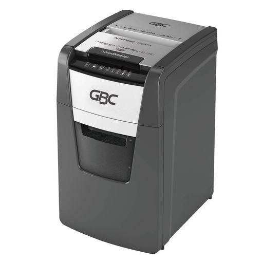 GBCオートフィードクロスカットシュレッダーGSH150AFX-Eダストボックス容量44Lブラック自動細断A4コピー用紙150枚連続使用約30分プラスチックカード細断可静音オフィス用業務用