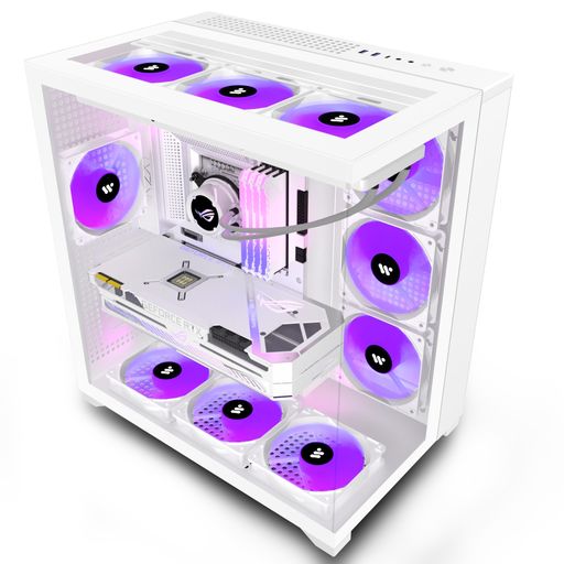 KEDIERSPCケースミドルタワー3PWMケースファン、ARGBミッドタワーATXゲーミングパソコンケース3*強化ガラス、Type-C、USB3.0*2(w01-ホワイト)