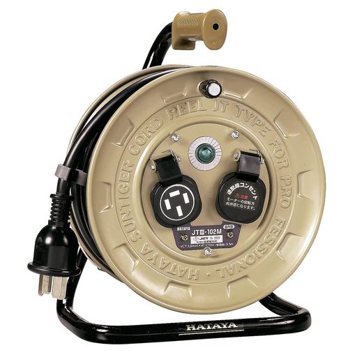 樂天商城 - ハタヤ(HATAYA)三相200V型コードリール屋内用200V型コード10m太さ2.0mm2コンパクトタイプ接地付コンセント2個コンセント防塵キャップ付き家庭用工場用建設現場JTIII-102M