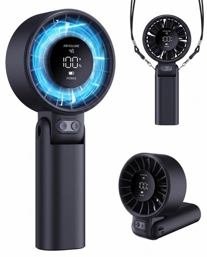 ハンディファン 2026 ターボ過給 大風量 携帯扇風機 3WAY(手持ち・首掛け・卓上)USB充電式扇風機 LEDディスプレイ折りたたみ 最長10時間稼働 軽量 小型 ミニファン 熱中症対策 暑さ対策 コン…