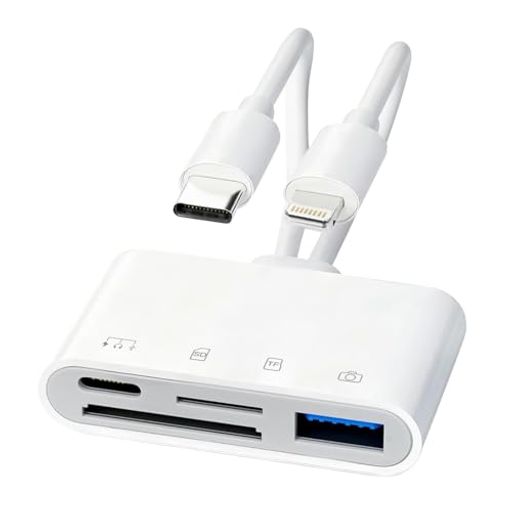 iPhoneSDカードリーダー【2026新モデル】4in1USB/SD/TF変換アダプタLightning/TypeCカメラカードリーダー急速充電設定不要OTG機能USB3.0双方向転送高速転送写真/動画/資料読み込み(2.0)