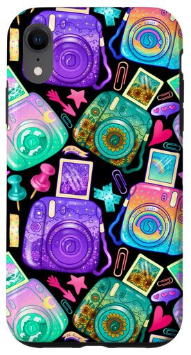 iPhoneXRインスタントフィルムカメラガーリーレトロキュートポップカルチャーパターンスマホケース