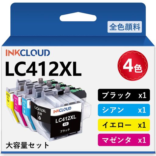 樂天商城 - LC412LC412XLインクブラザー用LC412XL-4PK全色顔料インクカートリッジLC412XLBK合計4色パック対応プリンターBrotherMFC-J7100CDWMFC-J7300CDWLC412-4PK大容量