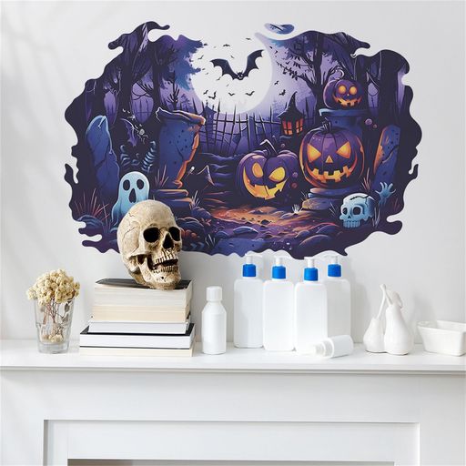 樂天商城 - HOTIYOKハロウィンシール壁を壊す怖いアンビエント装飾カボチャコウモリゴースト墓シールハロウィーンステッカーハロウィンアート窓ハロウィンステッカーウォールステッカーhalloweenstick…