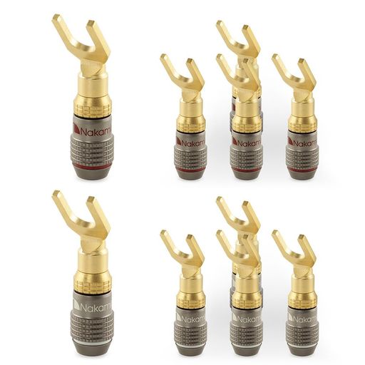 NakamichiFanLockExcelシリーズ24k金メッキスペードコネクタバナナプラグ10AWG-18AWGゲージサイズ4mmスピーカーアンプHi-Fiステレオホームシアターラジオオーディオワイヤ