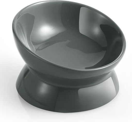 猫皿食器御飯皿餌入れ猫用脚付フードボウルプチ電子レンジ&食器洗浄機対応(グレー)