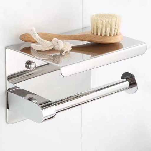 YWHWLXトイレットペーパーホルダー紙巻器小物置き/スマホ置き天板付き壁取り付けネジ付きステンレス製..