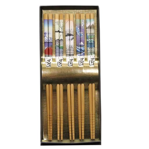 キャッスルエンタープライズ(CastleEnterprise)日本のおみやげ手作り浮世絵富岳竹箸(5膳入り)