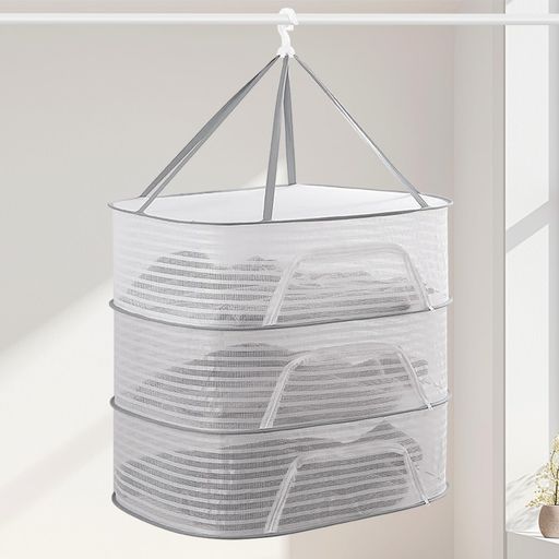 【衣類変形防止通気性良い】平干しネットを使うと水分を吸って重くなった衣類の重さを分散でき、衣類が重力に引っ張らなく乾かせて、型崩れを防止できます。円形のフチにはワイヤーが入っており、強度と耐久性に優れて、洗濯後にシワになりや型崩れし易い素材...
